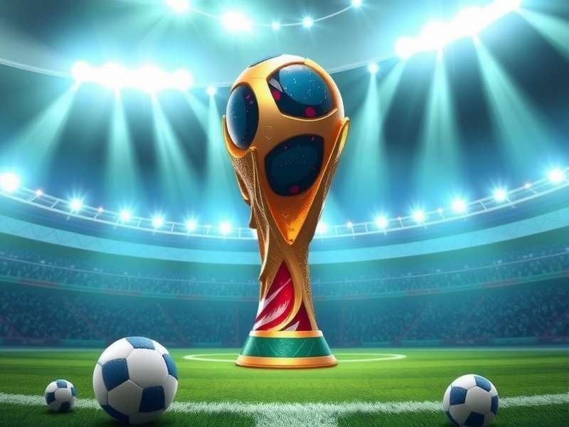 FIFA World Cup trophy on a football field