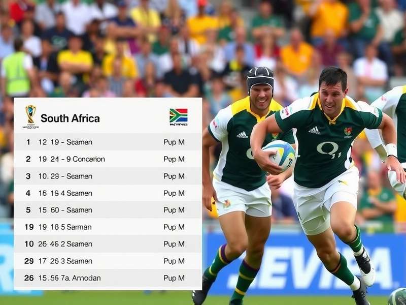 South African Springboks rugby team in a motivational huddle before a match