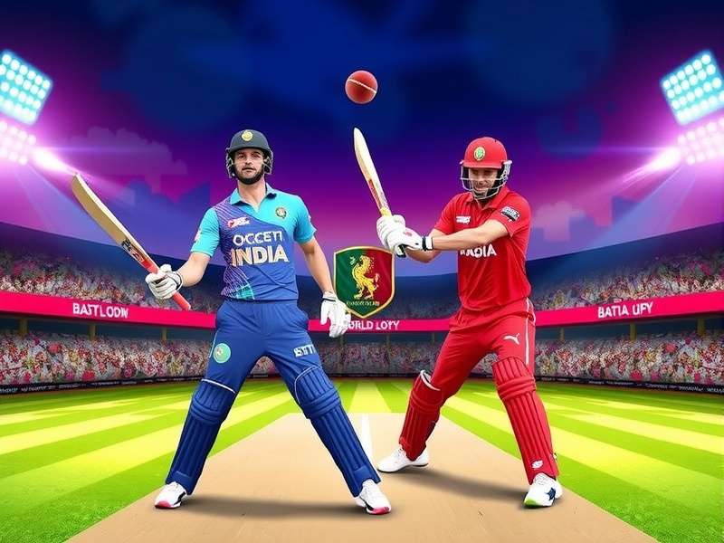 Cricket stadium packed with fans during a night match