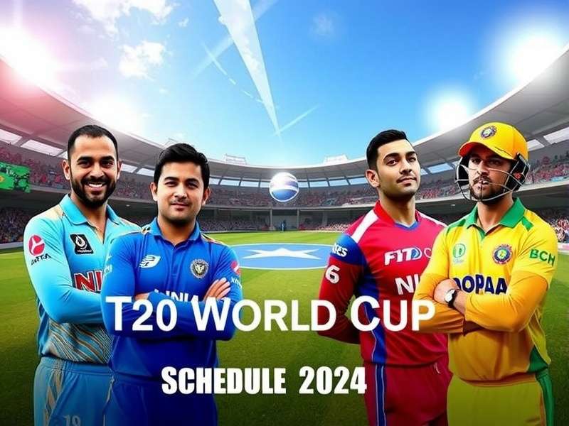 T20 World Cup 2024 Schedule Banner showing teams and stadiums