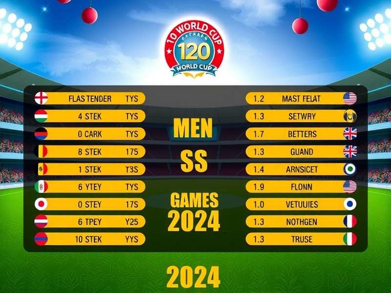 T20 World Cup 2024 Official Banner showing teams and trophy