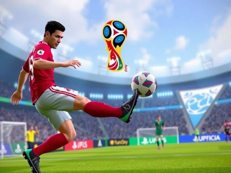 Exciting FIFA World Cup match with players competing