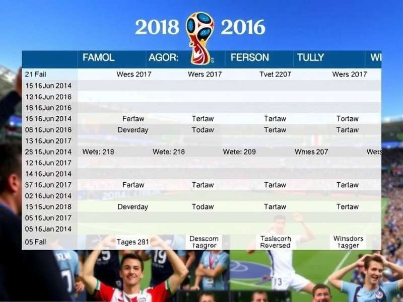 A vibrant, detailed printable World Cup schedule pinned on a wall