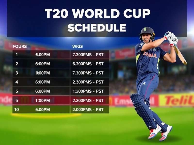 Cricket stadium with players during a T20 World Cup match