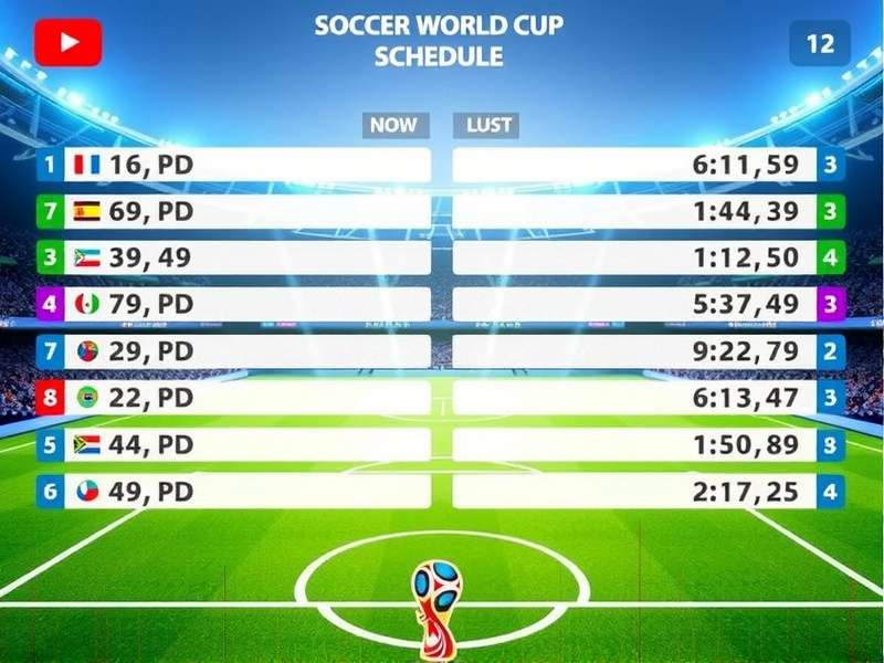 Soccer World Cup trophy and schedule calendar