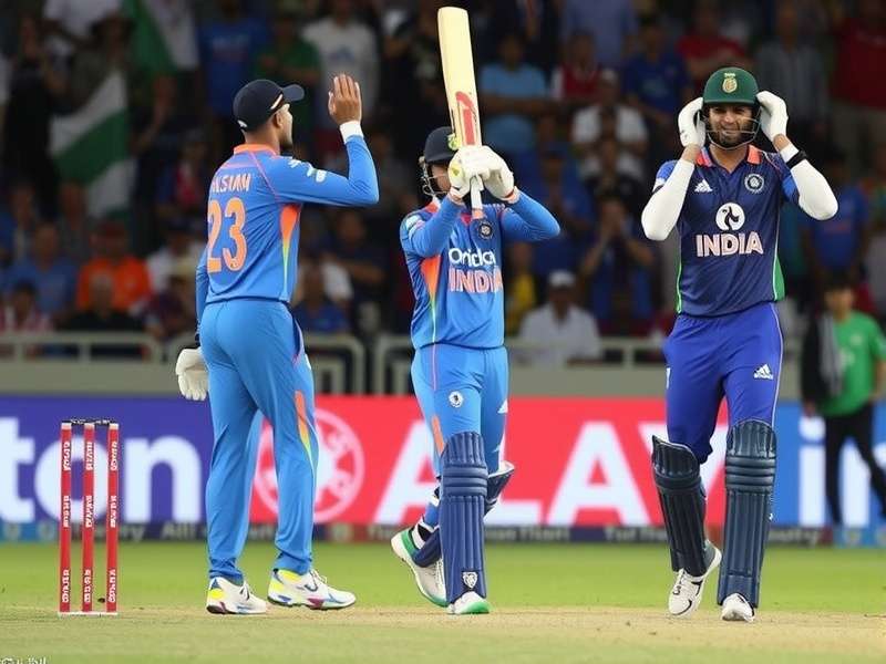Indian cricket team celebrating a wicket during T20 match