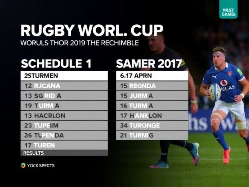 Rugby World Cup match action with players competing for the ball