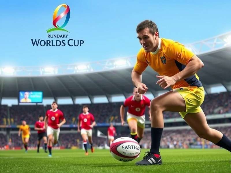 Rugby players in action during a World Cup match