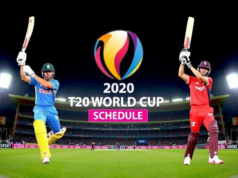 Cricket stadium during T20 World Cup 2020 match with floodlights and crowd