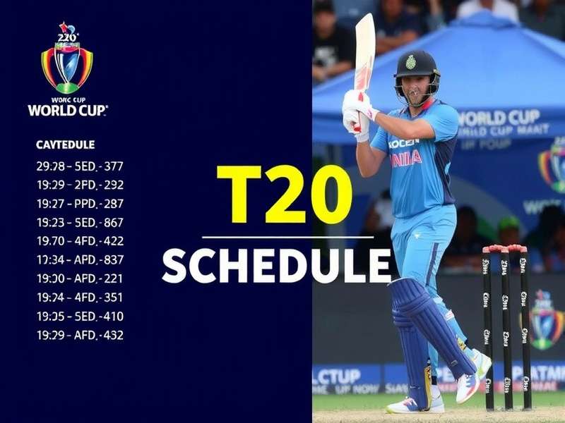 T20 World Cup Schedule Pdf download banner showing cricket stadium and match count
